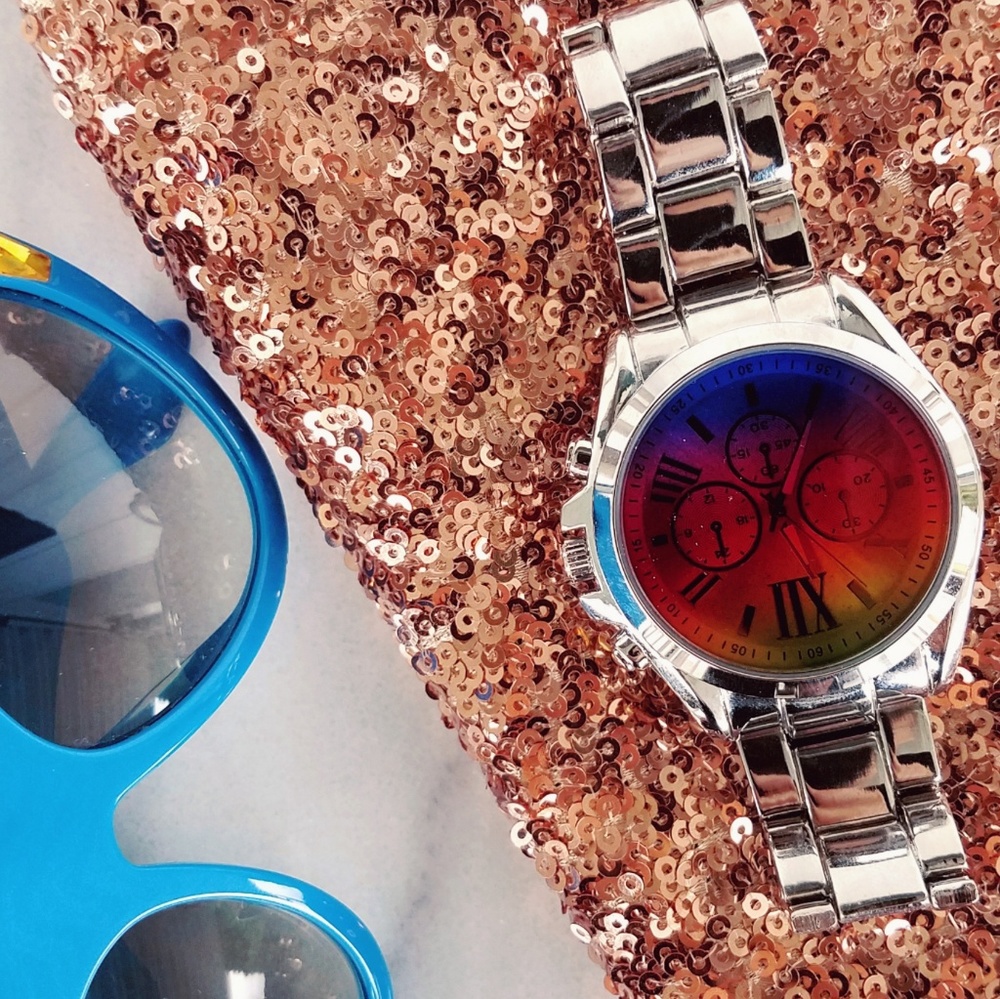 #5 New Silver Rainbow Large Face Ladies Watch - Picture 3 of 4